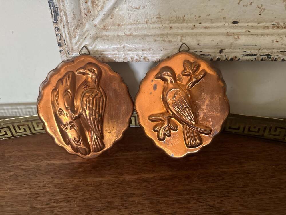 Vintage Benjamin & Medwin Copper Bird Jello Molds Set of 2